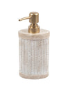 Beige Polyresin Soap Dispenser with Golden Pump - 280 mL