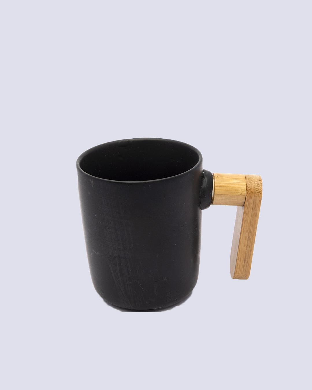 Market99 Bowls & Mug Set, with Wooden Tray, Black, Ceramic & Bamboo, Set of 2 Bowls & a Mug - MARKET 99