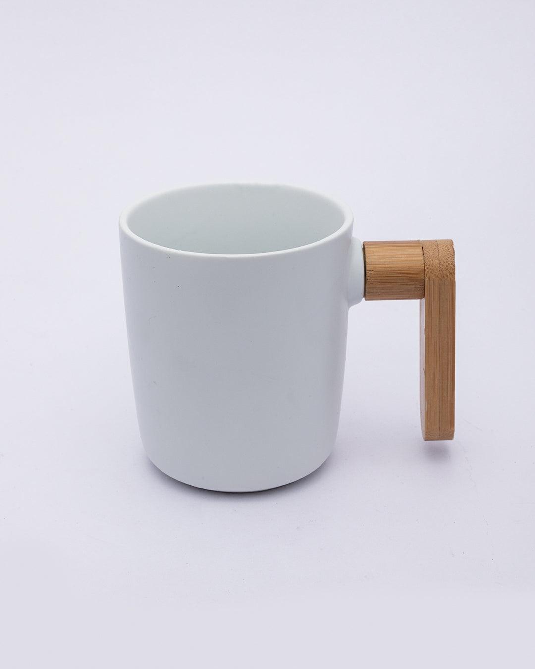 Market99 Bowls & Mug Set, with Wooden Tray, White, Ceramic & Bamboo, Set of 2 Bowls & a Mug - MARKET 99