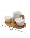 Market99 Bowls & Mug Set, with Wooden Tray, White, Ceramic & Bamboo, Set of 2 Bowls & a Mug - MARKET 99