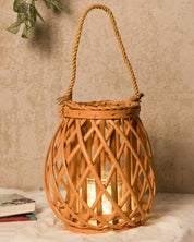 VON CASA Candleholder, Willow, Lantern, Yellow, Wood - MARKET 99