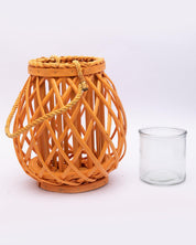 Market99 Candleholder, Willow, Lantern, Yellow, Wood - MARKET 99