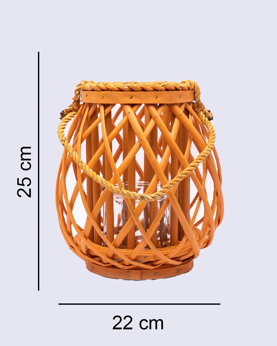 Market99 Candleholder, Willow, Lantern, Yellow, Wood - MARKET 99