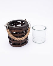 Market99 Candleholder, Woodchip, Lantern, Brown, Wood - MARKET 99