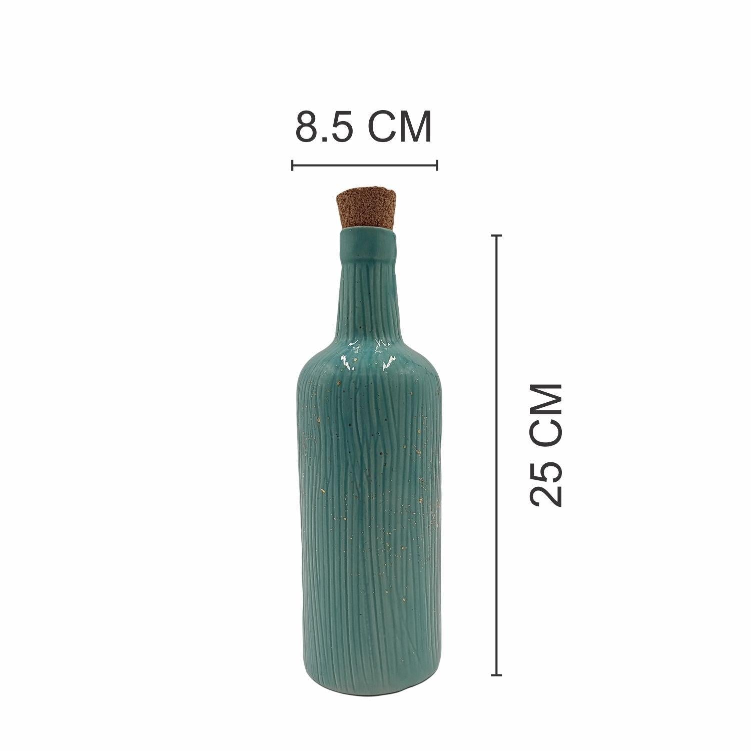 Market99 Ceramic Water Bottle, Handmade, Bottle With Cork, Fridge Water Bottle, Green, Ceramic - MARKET 99