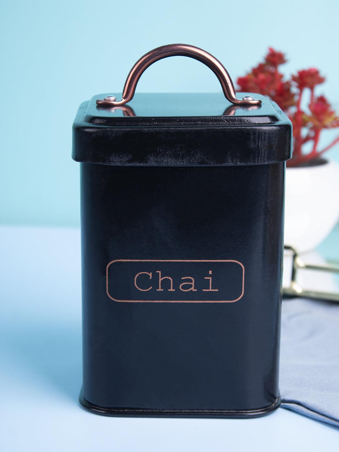 Market99 Chai Jar, Kitchen Decorative, Countertop Metal Storage Jar, Black, Mild Steel | (1 Litre) - MARKET 99