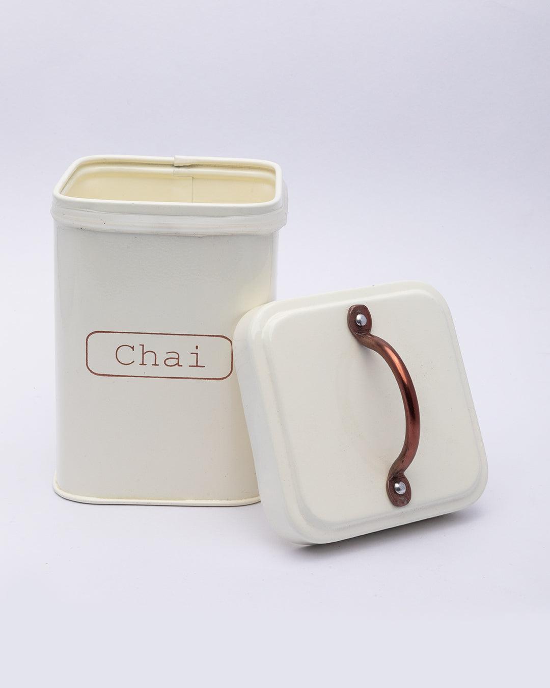 Market99 Chai Jar, Kitchen Decorative, Countertop Metal Storage Jar, Ivory, Mild Steel - MARKET 99