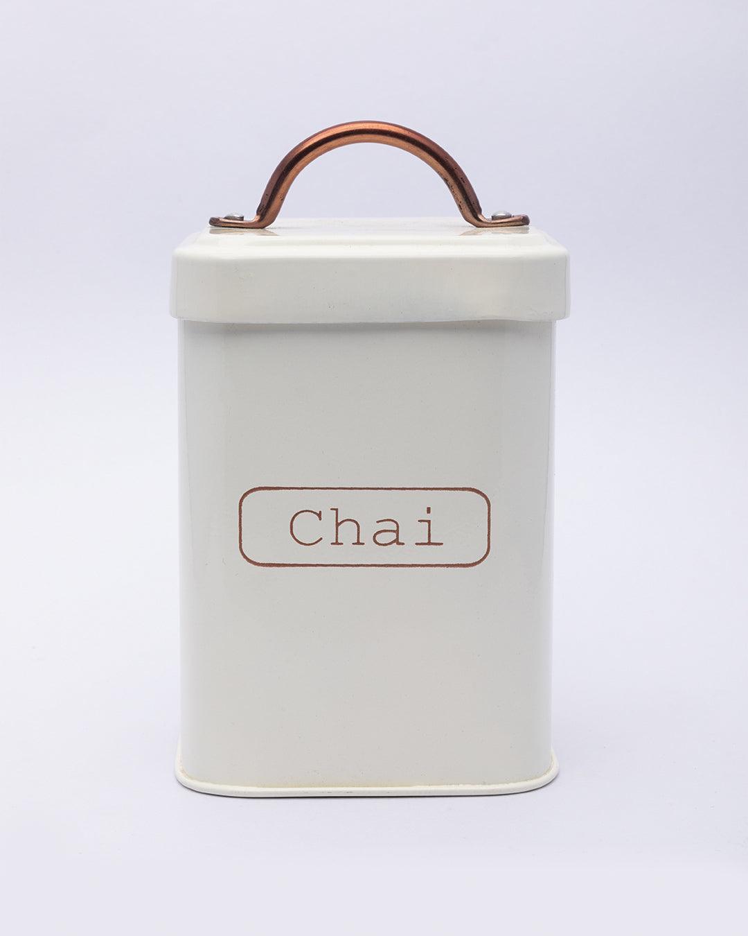 Market99 Chai Jar, Kitchen Decorative, Countertop Metal Storage Jar, Ivory, Mild Steel - MARKET 99