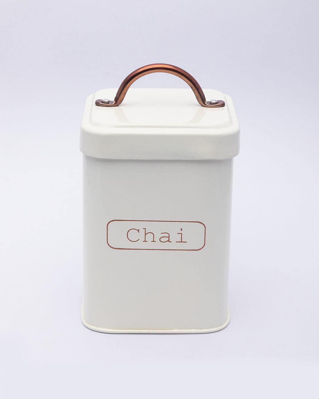 Market99 Chai Jar, Kitchen Decorative, Countertop Metal Storage Jar, Ivory, Mild Steel - MARKET 99