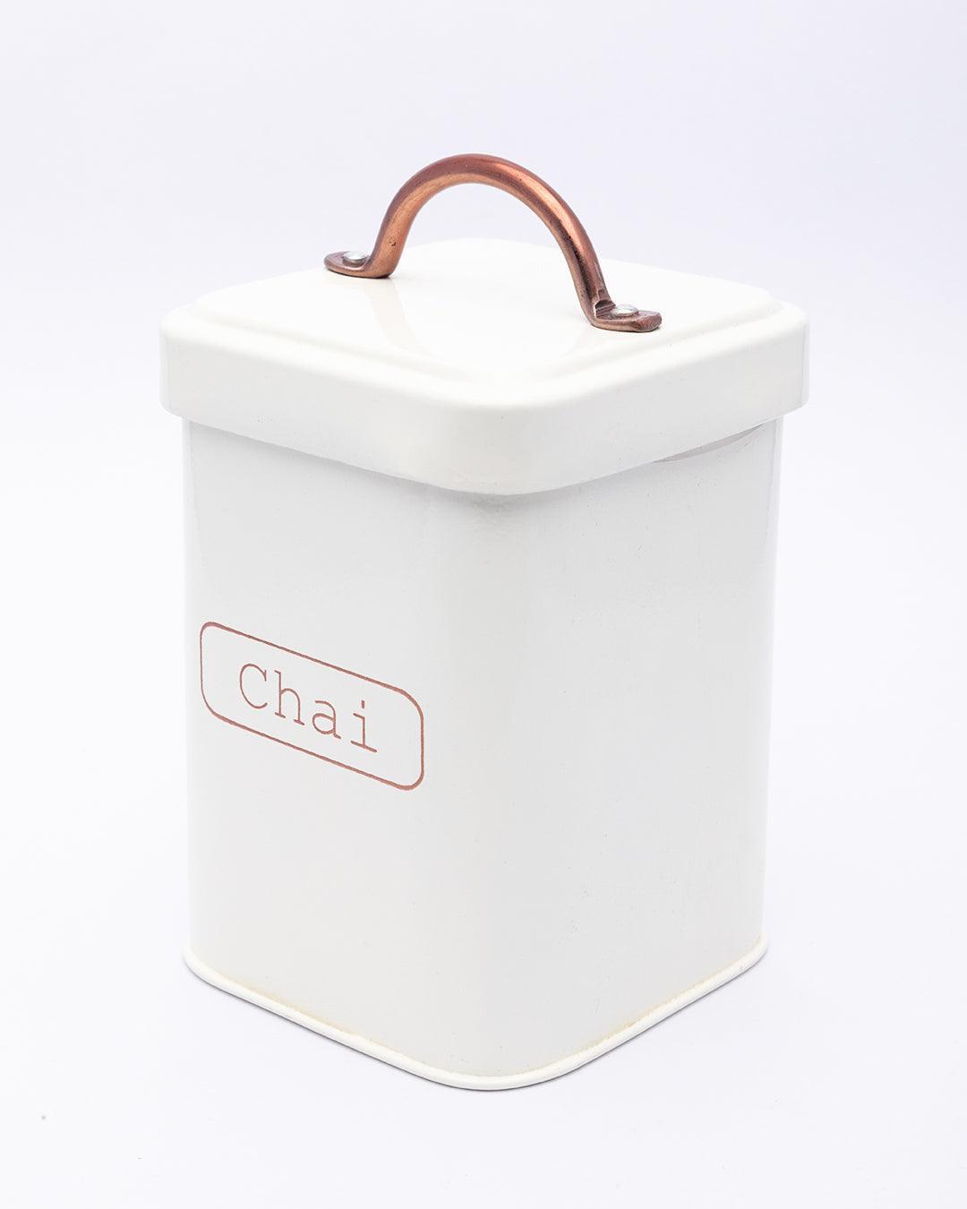 Market99 Chai Jar, Kitchen Decorative, Countertop Metal Storage Jar, Ivory, Mild Steel - MARKET 99