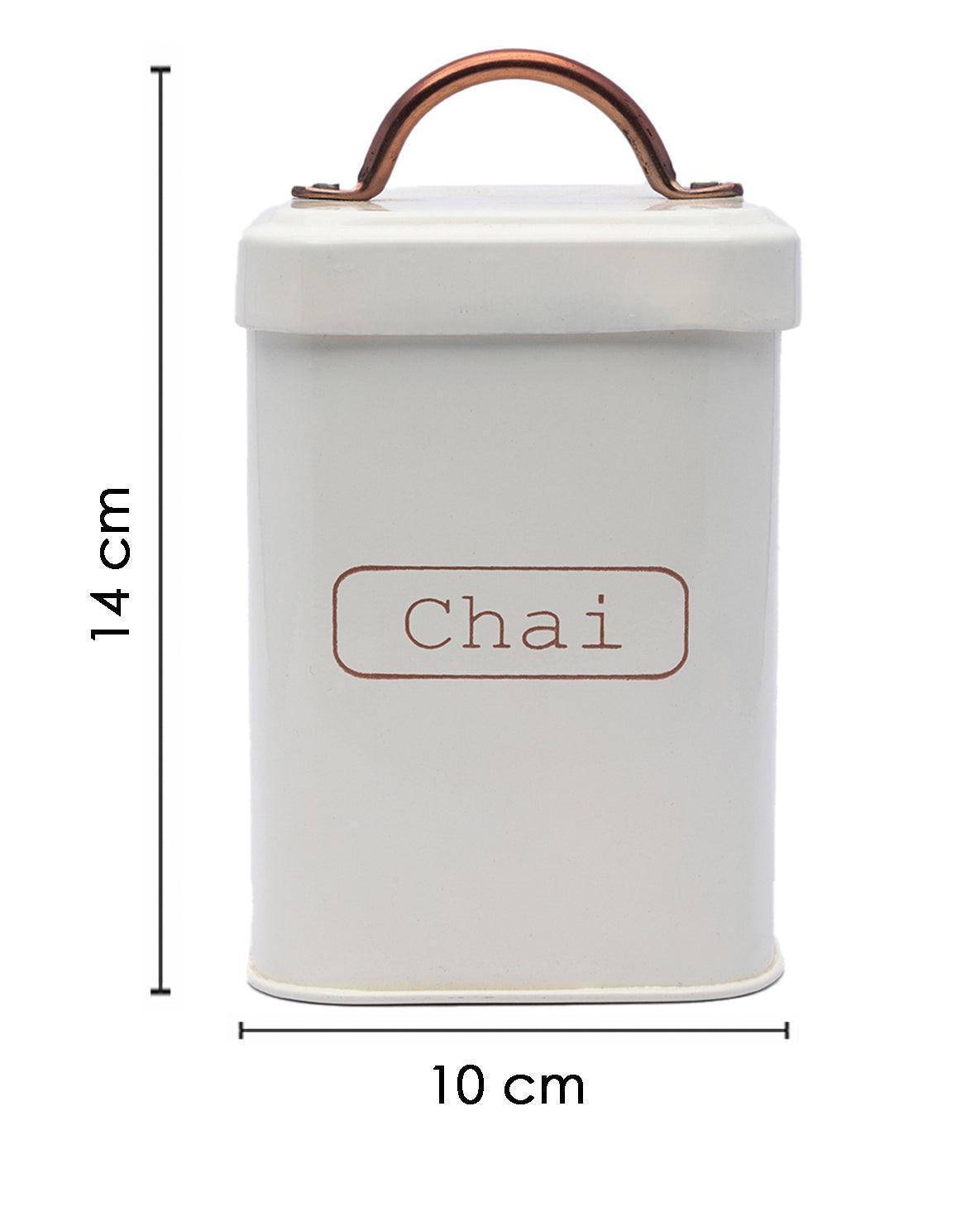 Market99 Chai Jar, Kitchen Decorative, Countertop Metal Storage Jar, Ivory, Mild Steel - MARKET 99