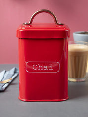 Market99 Chai Jar, Kitchen Decorative, Countertop Metal Storage Jar, Red, Mild Steel | (1 Litre) - MARKET 99