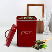 Market99 Chai Jar, Kitchen Decorative, Countertop Metal Storage Jar, Red, Mild Steel | (1 Litre) - MARKET 99