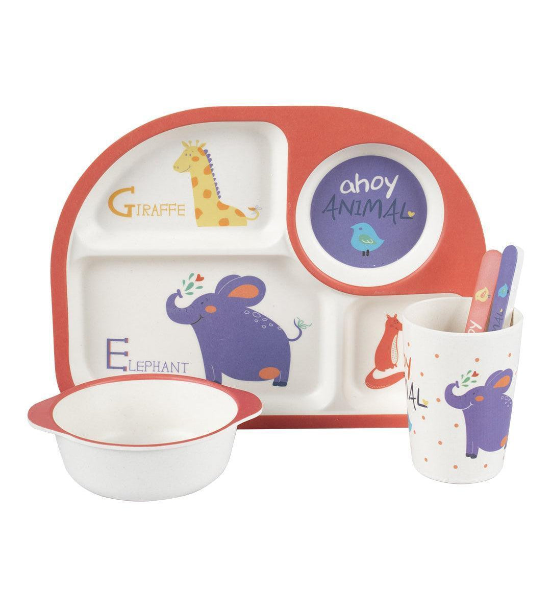 Market99 Children'S Pastel Dinner Set 1 Plate, 1 Bowl, 1 Tumbler, 1 Fork & 1 Spoon - MARKET 99