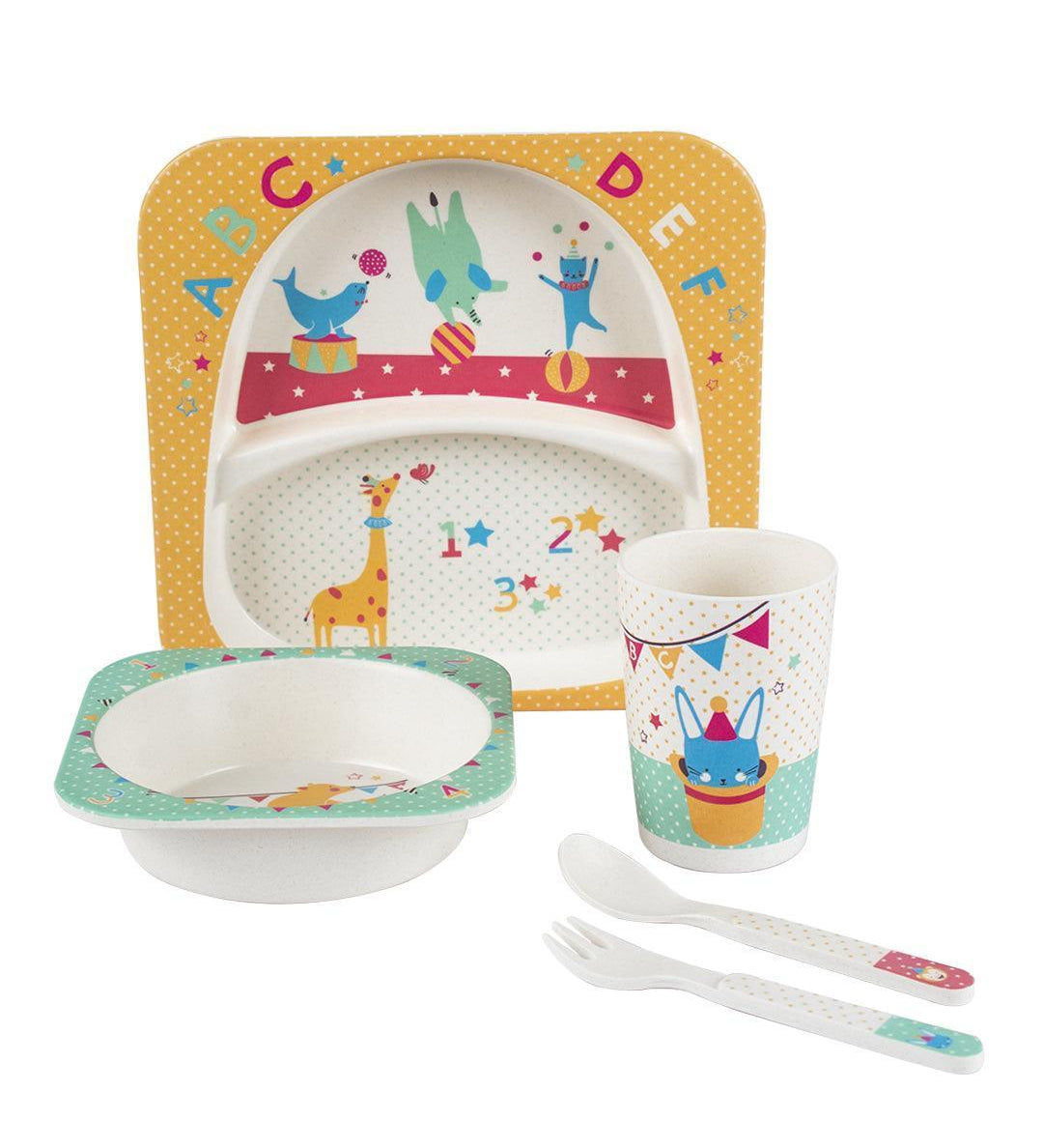 Market99 Children'S Pastel Dinner Set 1 Plate, 1 Bowl, 1 Tumbler, 1 Fork & 1 Spoon - MARKET 99