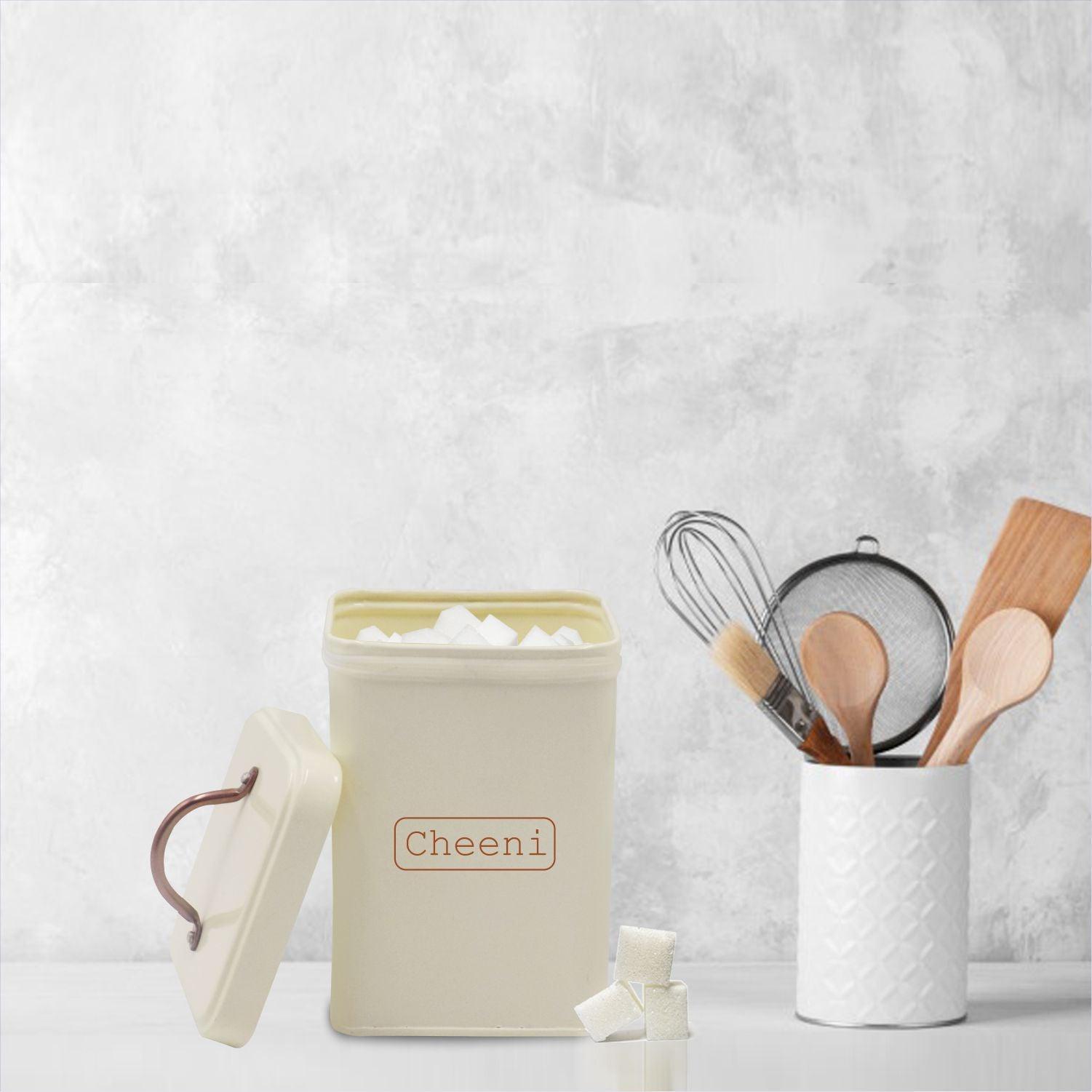 Market99 Chini Jar, Kitchen Decorative, Countertop Metal Storage Jar, Ivory, Mild Steel | (1.9 Litre) - MARKET 99