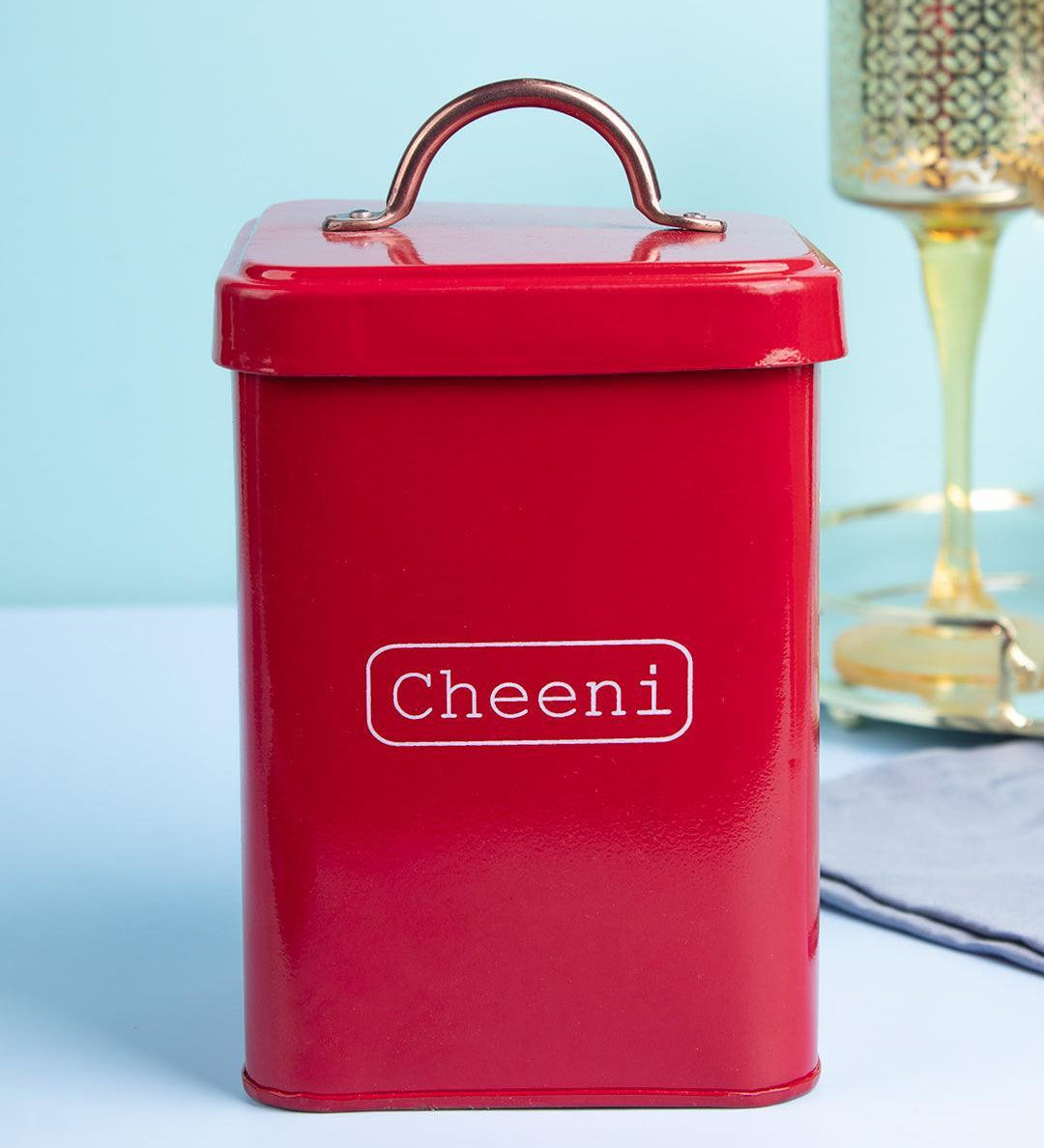 Market99 Chini Jar, Kitchen Decorative, Countertop Metal Storage Jar, Red, Mild Steel - MARKET 99