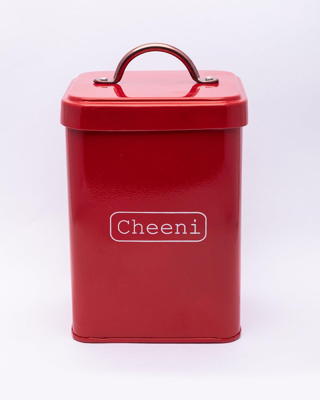 Market99 Chini Jar, Kitchen Decorative, Countertop Metal Storage Jar, Red, Mild Steel - MARKET 99