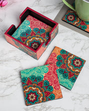 Market99 Coasters, Traditional, Multicolour, MDF, Set of 6 - MARKET 99