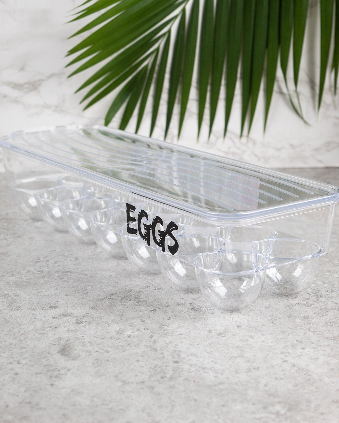 Market99 Egg Box with Lid & 14 Slots, Transparent, Plastic - MARKET 99