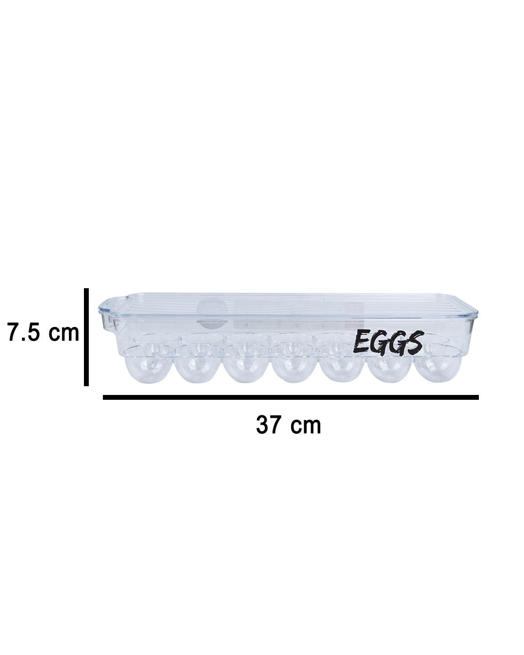 Market99 Egg Box with Lid & 14 Slots, Transparent, Plastic - MARKET 99