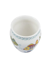 Fish Printed Ceramic Kullad, (Each 130 mL, Set Of 6 Pcs)