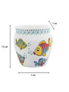 Fish Printed Ceramic Kullad, (Each 130 mL, Set Of 6 Pcs)