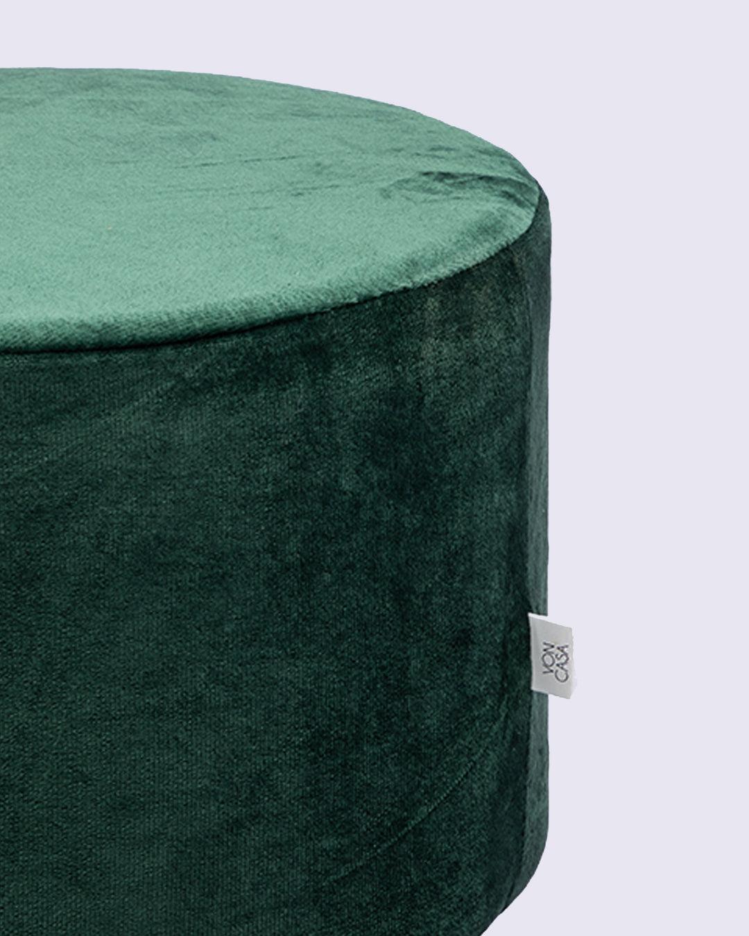 Market99 Four Legged Wooden Footstool, Ottoman, Emerald Green, Velvet, Wood - MARKET 99