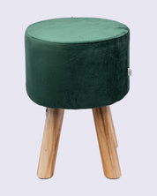 Market99 Four Legged Wooden Footstool, Ottoman, Emerald Green, Velvet, Wood - MARKET 99