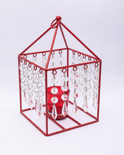 Market99 Geo T-Light Candle Holder, Clear Crystal Votive Holder, Red Votive, Red Colour, Mild Steel - MARKET 99