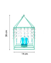 Market99 Geo T-Light Candle Holder, Clear Crystal Votive Holder, Turquoise Colour, Mild Steel - MARKET 99