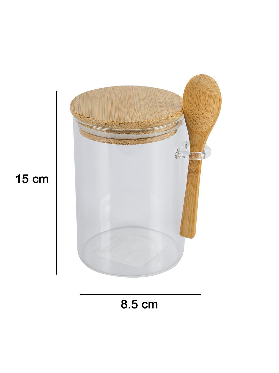 4 Glass Jar With Wood Spoon & Lid by Park Lane