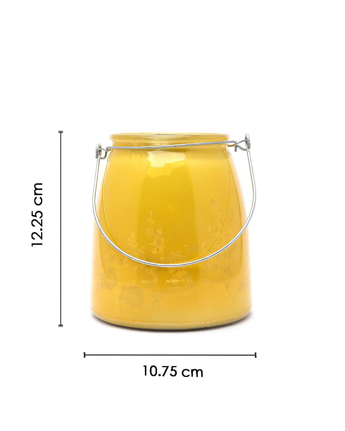 Market99 Glass T-Light Holder, for Table, Hanging, Indoor & Outdoor Decor, Yellow, Glass - MARKET 99