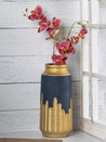 Blue Ceramic Flower Vase With Golden Glaza