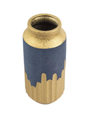 Blue Ceramic Flower Vase With Golden Glaza