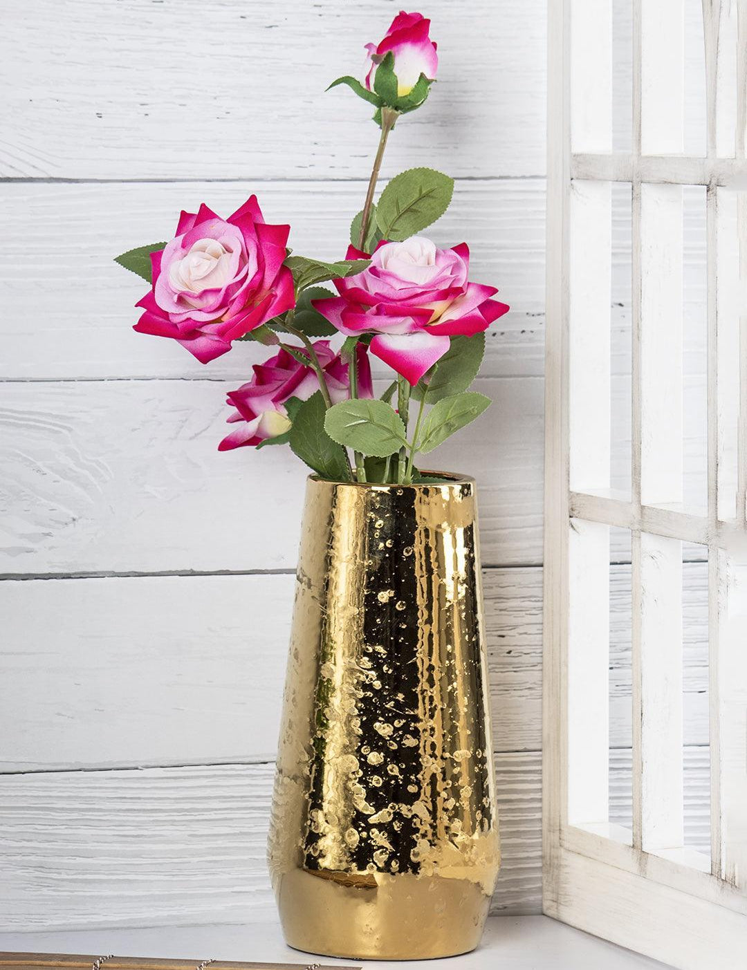 Golden Ceramic Flower Vase