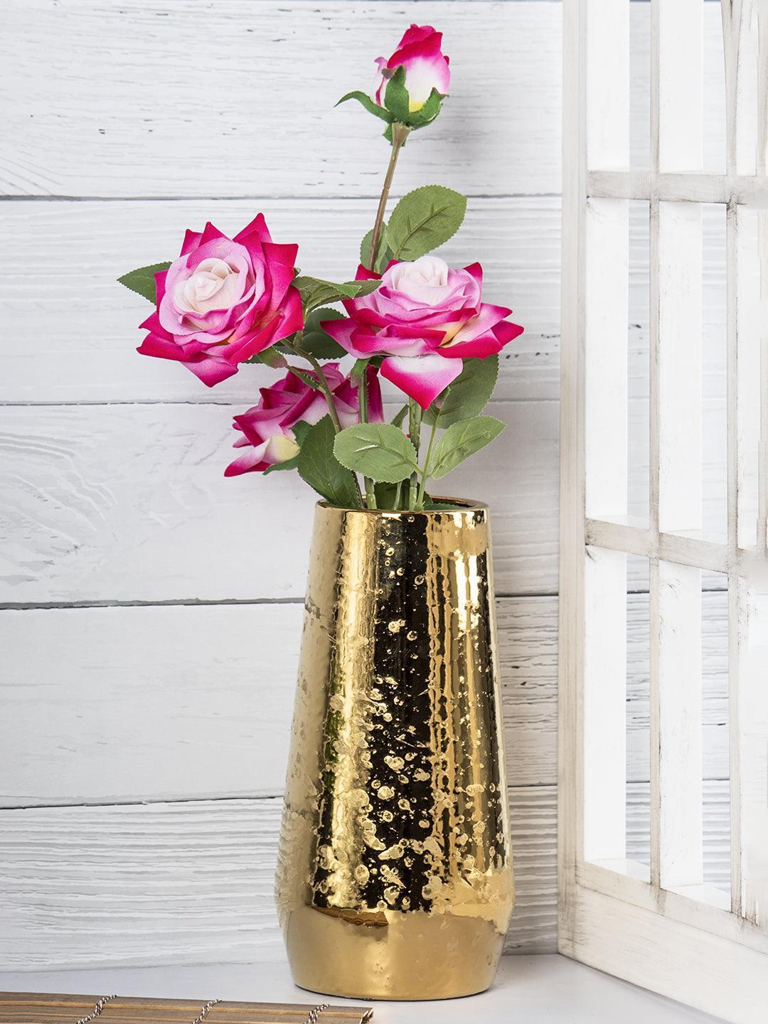 Golden Ceramic Flower Vase