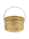 Golden Mild Steel Metal Flower Basket With Handle