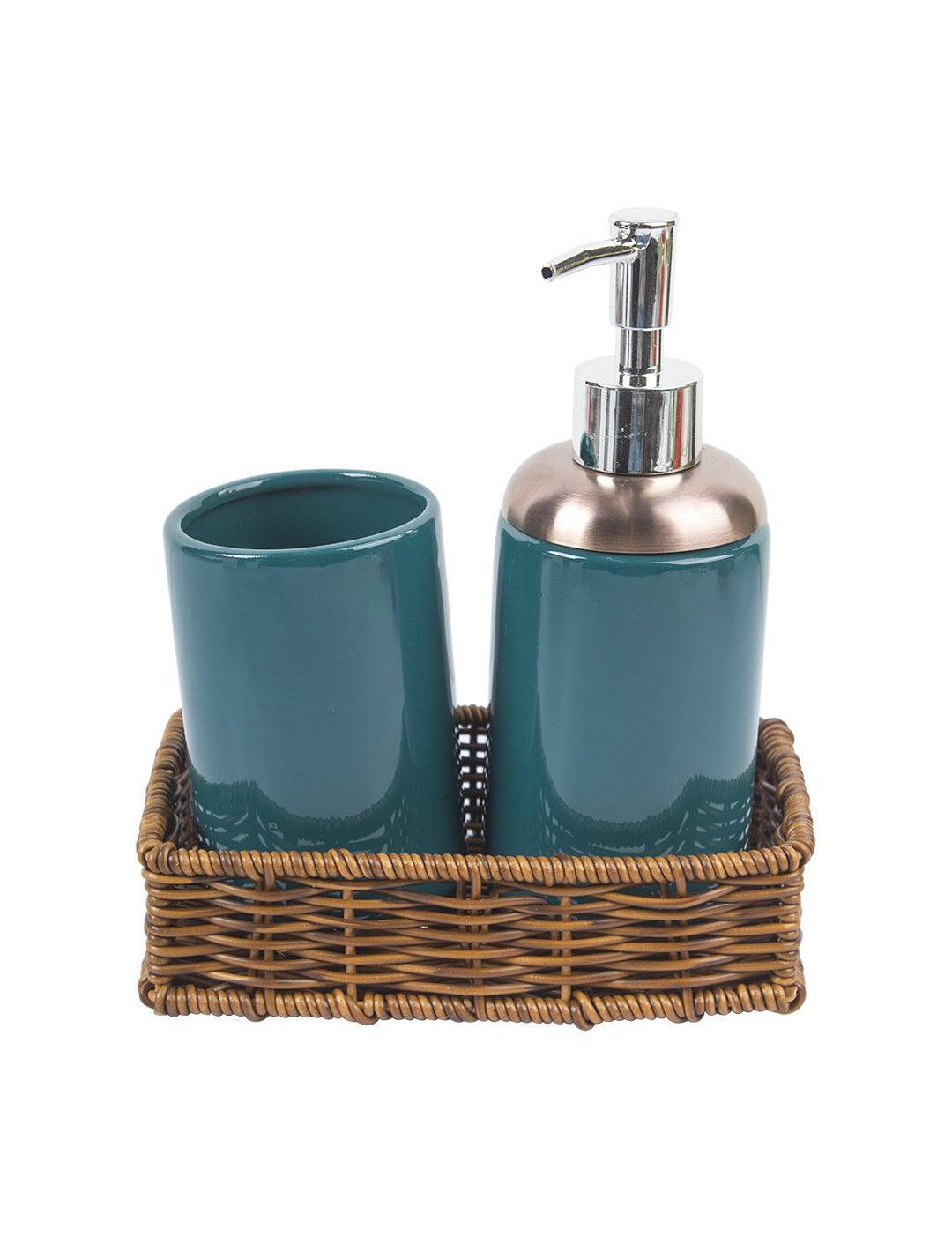 Green Ceramic Bathroom, Pack Of 3