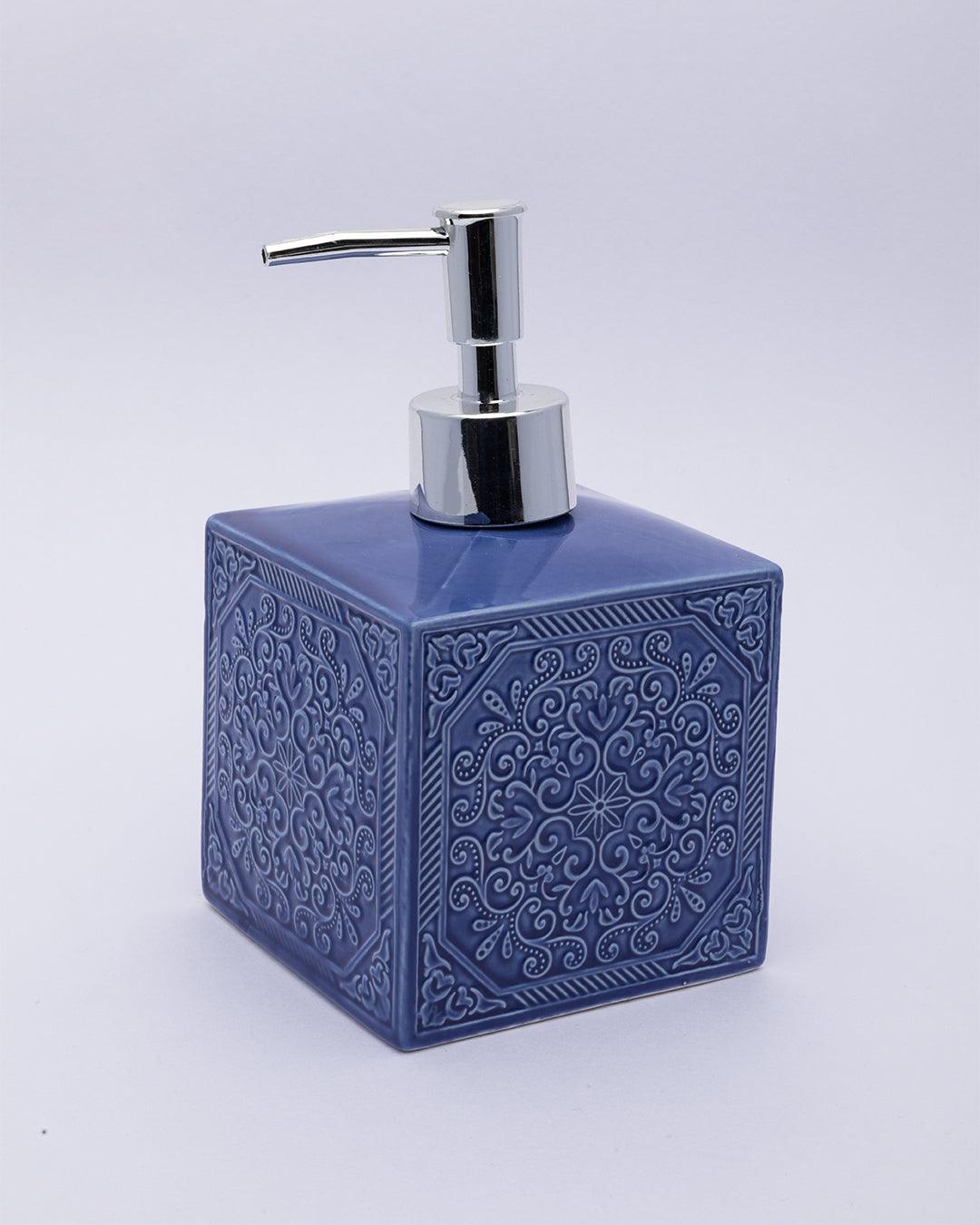 Market99 Handcrafted Bathroom Set, Rust Proof Chrome Finish Pump, Toothbrush Holder, Blue, Ceramic - MARKET 99