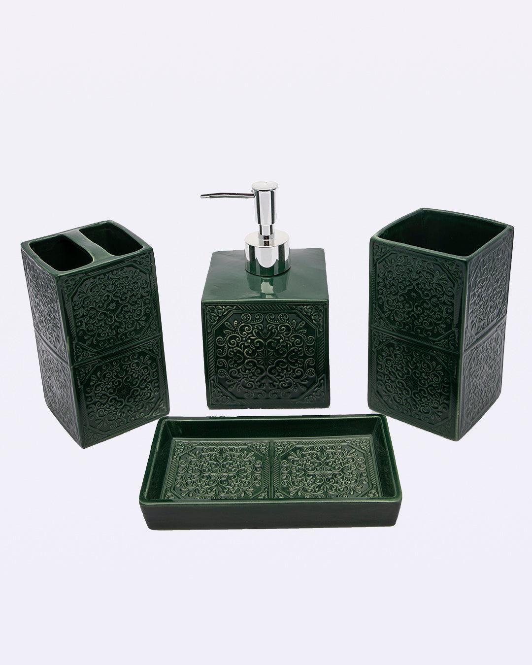 Market99 Handcrafted Bathroom Set, Rust Proof Chrome Finish Pump, Toothbrush Holder, Green, Ceramic ( Inactive On 13 Jan 2021 - Pallavi Instruction - MARKET 99