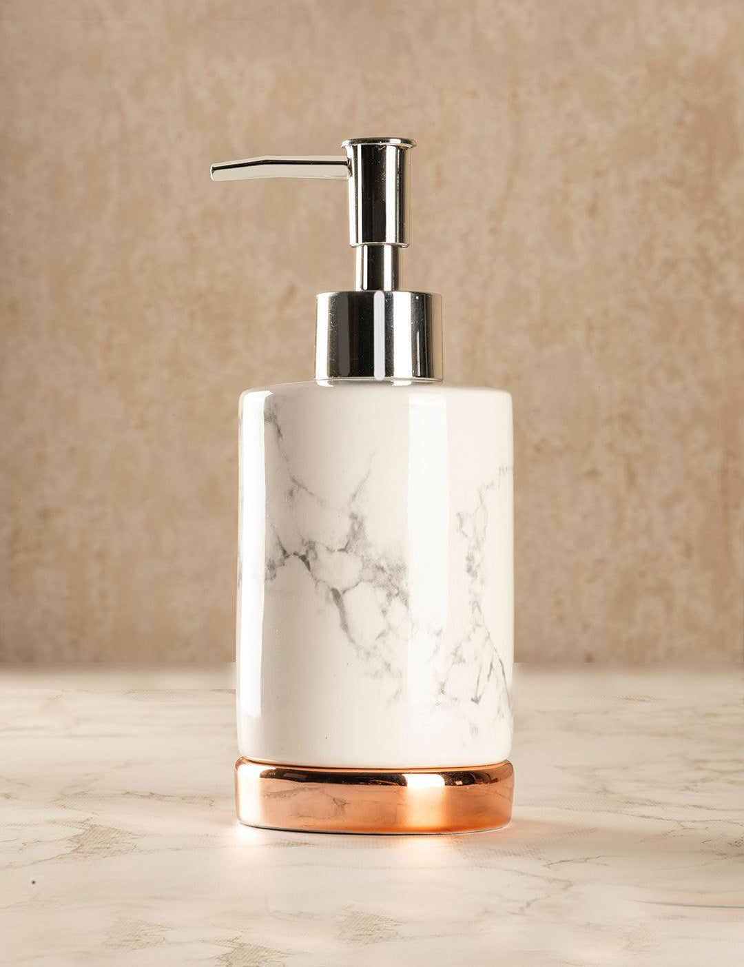 Market99 Handcrafted Dispenser, Rust Proof Chrome Finish Pump, for Dish Soap, Hand Sanitizer, & Liquid Soap, White, Ceramic, 230 mL - MARKET 99