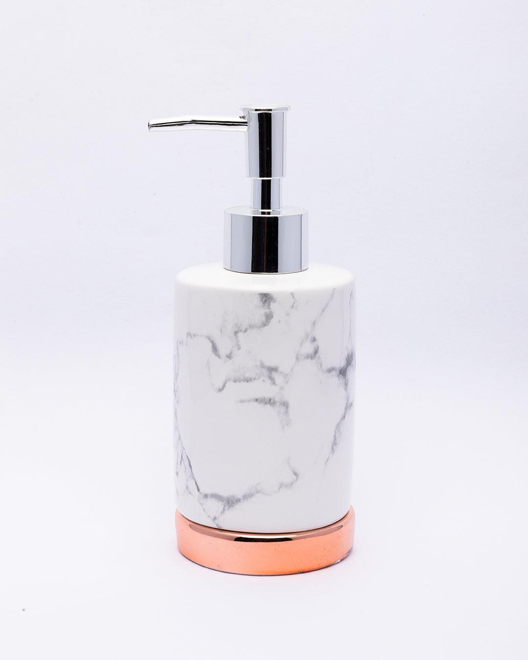 Market99 Handcrafted Dispenser, Rust Proof Chrome Finish Pump, for Dish Soap, Hand Sanitizer, & Liquid Soap, White, Ceramic, 230 mL - MARKET 99