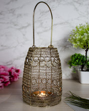 Market99 Hanging Lantern, Bunnai, Wired Mesh, Golden Colour, Mild Steel - MARKET 99