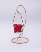 Market99 Hanging T-Light Candle Holder, Votive Holder, Red Votive, Gold Finish, Mild Steel - MARKET 99