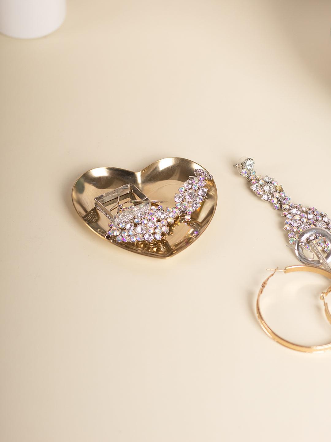 Market99 Heart Shaped Stainless Steel Jewellery Holder Tray - MARKET 99