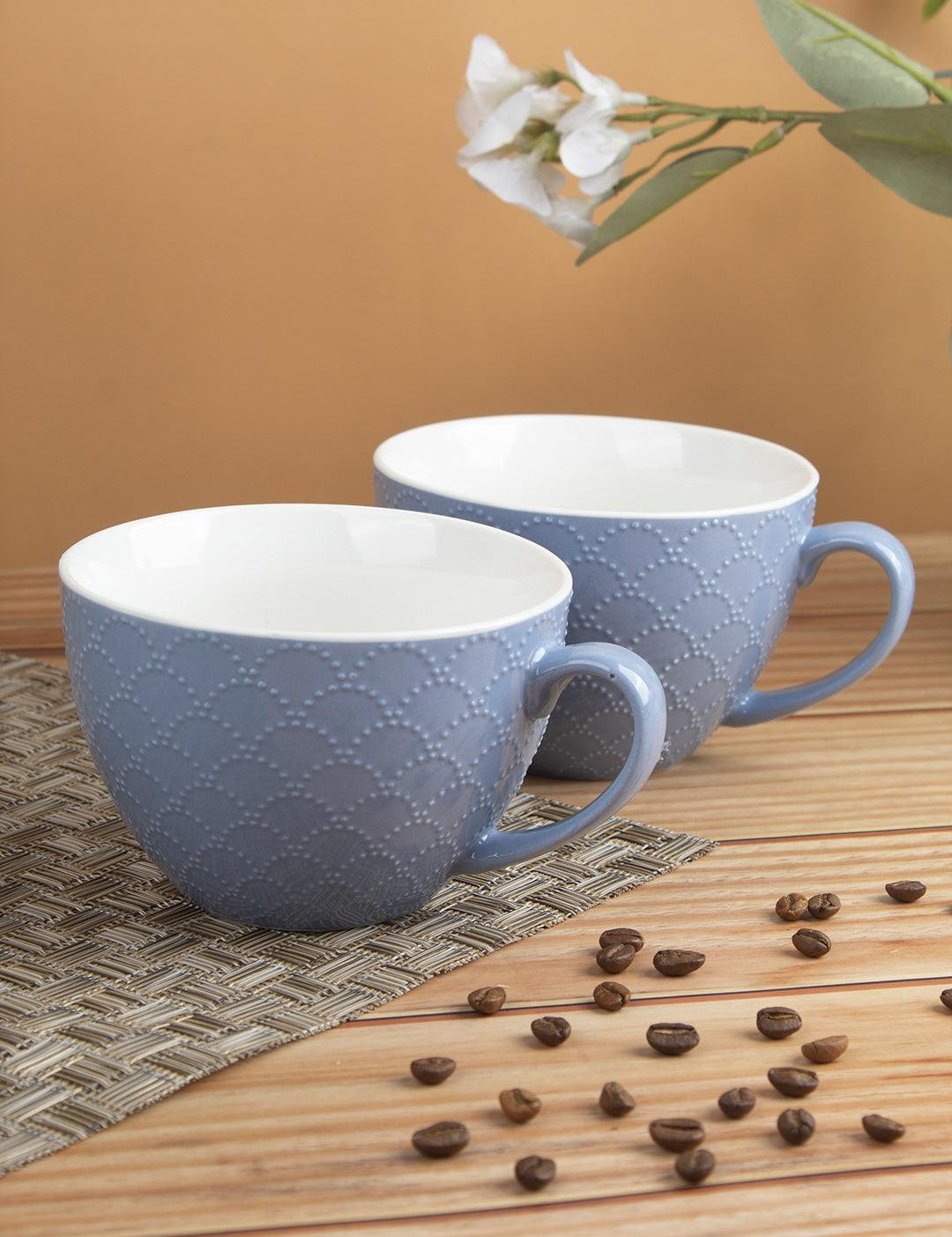 Market99 Honey Embossed Tea & Coffee Mug - Set of 2, 460 mL - MARKET 99