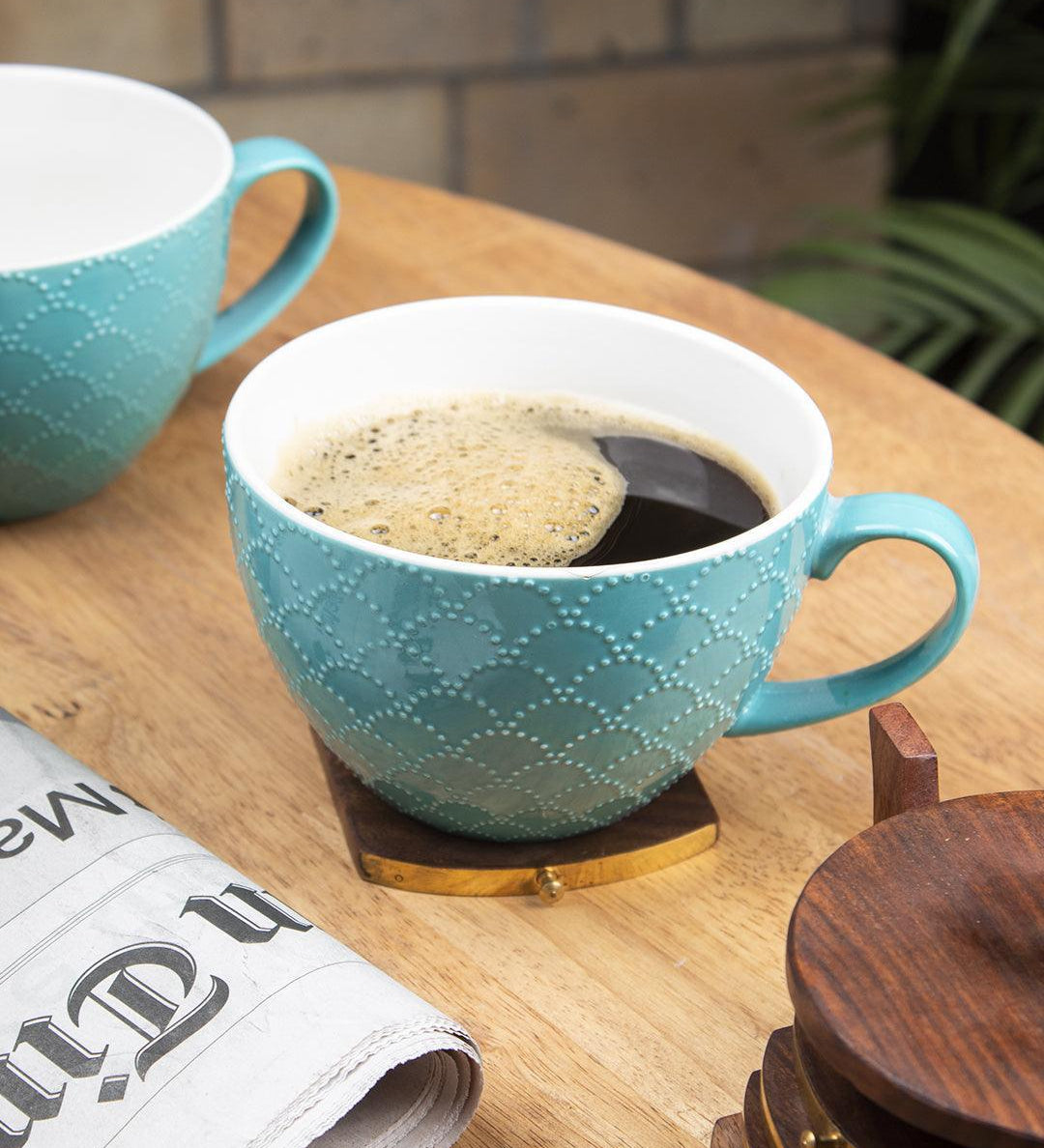 Market99 Honey Embossed Tea & Coffee Mug - Set of 2, 460 mL - MARKET 99