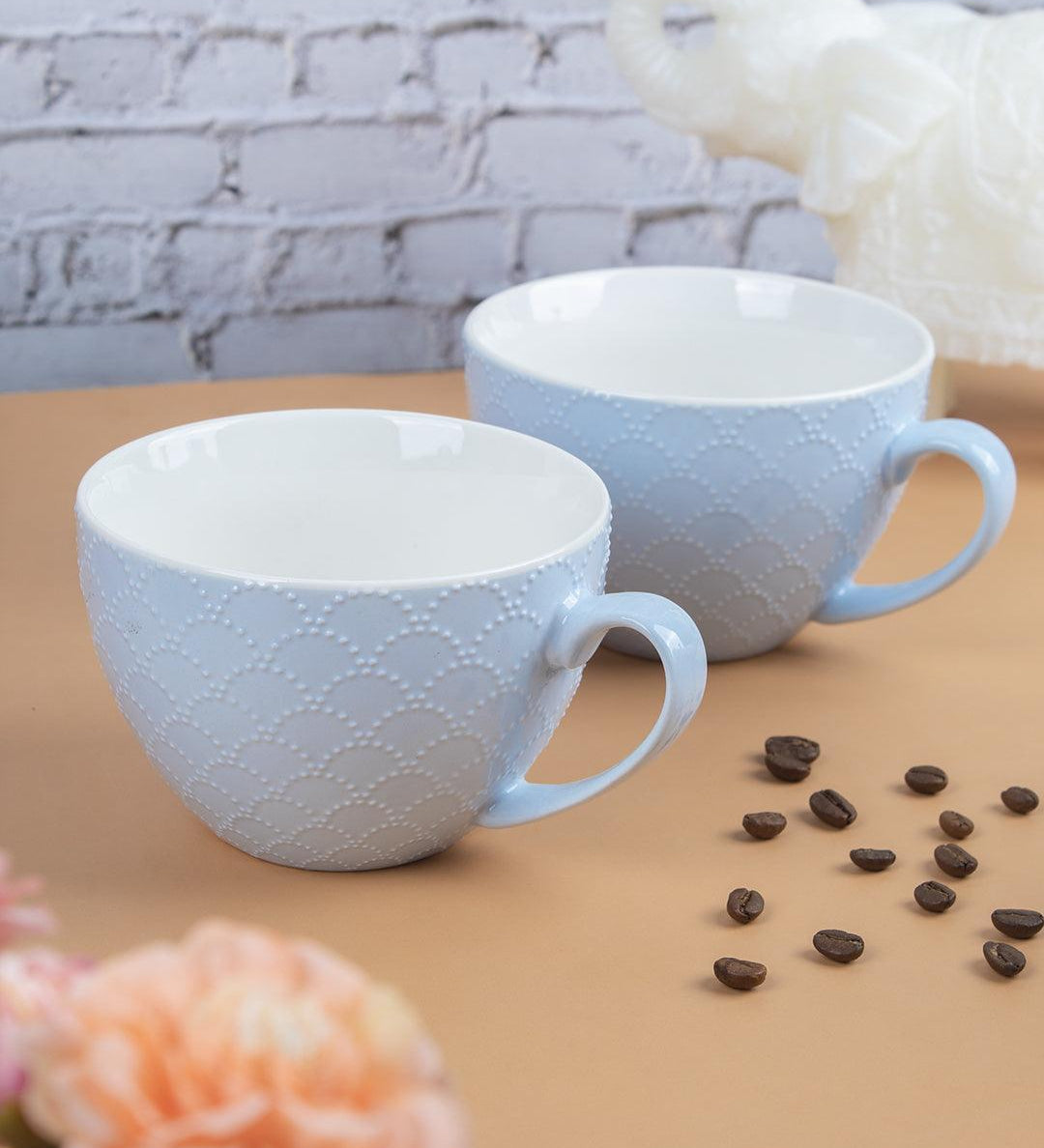 Market99 Honey Embossed Tea & Coffee Mug - Set of 2, 460 mL - MARKET 99