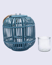 Market99 Lantern, Bamboo Lantern, Blue, Wood - MARKET 99